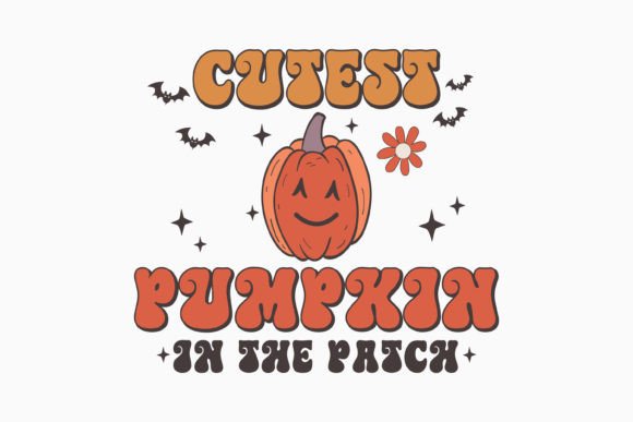 Halloween Cutest Pumpkin in Retro Svg for Graphics and Crafts