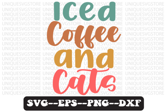 Iced Coffee and Cats Retro Svg Design for Graphics and Crafts