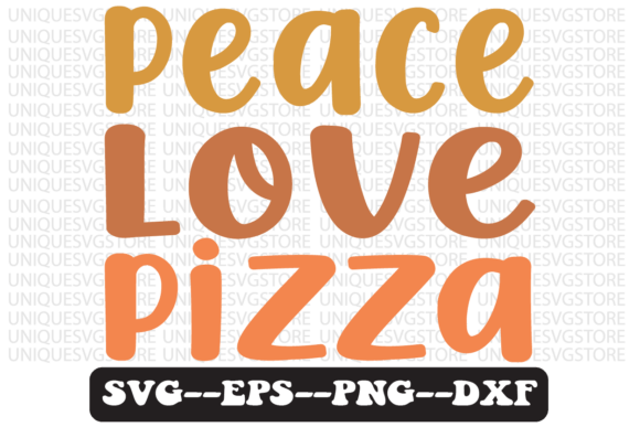 Peace Love Pizza Quote Retro Svg Design for Graphics and Crafts